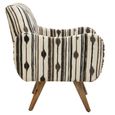 Cefena Armchair - White and Black Fabric with Straight Arms