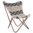 Cefena Butterfly Chair - White and Black Fabric with Rose Gold