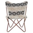 Cefena Butterfly Chair - White and Black Fabric with Rose Gold