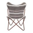 Cefena Butterfly Chair - White and Grey Fabric with Rose Gold