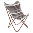 Cefena Butterfly Chair - White and Grey Fabric with Rose Gold