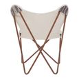 Cefena Butterfly Chair - White and Grey Fabric with Rose Gold