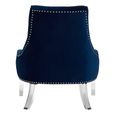Clarence Chair - Blue Velvet Fabric - with Button Tufted Design
