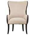 Doucet Chair - Beige Fabric with Black Faux Leather Back