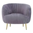 Florina Accent Chair - Grey Velvet Fabric with Gold Legs