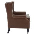 Fulham Armchair - Wing - Brown Faux Leather