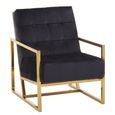 Hana Armchair - Black Velvet with Gold Frame