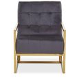 Hana Armchair - Grey Velvet with Gold Frame