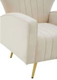 Hayley Armchair - Natural Velvet with Gold Metal Legs
