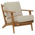 Hector Armchair - Beige Fabric with American Oak