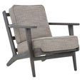 Hector Armchair - Grey Fabric with Black American Oak