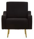 Holli Armchair - Black Fabric with Gold Metal Legs