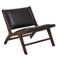 Inca Chair - Black Cow Leather with Teak Wood - Lounge