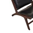 Inca Chair - Black Cow Leather with Teak Wood - Lounge