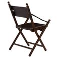 Inca Chair - Black Leather with Teak Wood - Folding