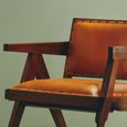 Inca Chair - Brown Leather with Teak Wood - Large Angular