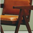 Inca Chair - Brown Leather with Teak Wood - Large Angular