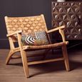 Inca Chair - Brown Leather with Teak Wood - Lounge