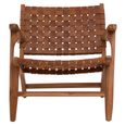 Inca Chair - Brown Leather with Teak Wood - Lounge