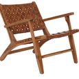 Inca Chair - Brown Leather with Teak Wood - Lounge