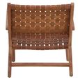 Inca Chair - Brown Leather with Teak Wood - Lounge