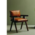 Inca Chair - Brown Leather with Teak Wood - Small Angular