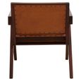 Inca Chair - Brown Leather with Teak Wood - Small Angular