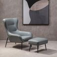 Kaiko Armchair - Grey Faux Leather with Footstool