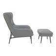 Kaiko Armchair - Grey Faux Leather with Footstool