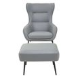 Kaiko Armchair - Grey Faux Leather with Footstool