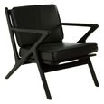 Kendari Armchair - Black Leather with Teak Wood