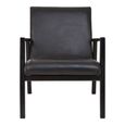 Kendari Armchair - Black Leather with Teak Wood