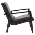 Kendari Armchair - Black Leather with Teak Wood