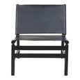 Kendari Chair - Black Leather with Teak Wood - Backrest
