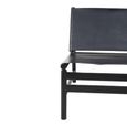 Kendari Chair - Black Leather with Teak Wood - Backrest