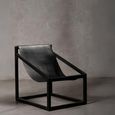 Kendari Chair - Black Leather with Teak Wood - Cubic Frame