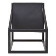 Kendari Chair - Black Leather with Teak Wood - Cubic Frame