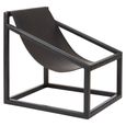 Kendari Chair - Black Leather with Teak Wood - Cubic Frame