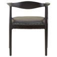 Kendari Armchair - Curved Back - Black Leather with Teak Wood