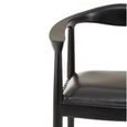 Kendari Armchair - Curved Back - Black Leather with Teak Wood
