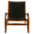 Kendari Lounge Chair - Black Leather with Teak Wood