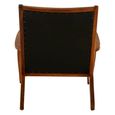 Kendari Lounge Chair - Black Leather with Teak Wood