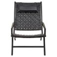 Kendari Armchair - Black Woven Leather with Teak Wood