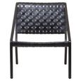 Kendari Chair - Black Woven Leather with Teak Wood