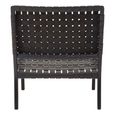 Kendari Chair - Black Woven Leather with Teak Wood