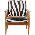 Kendari Armchair - Black and White Leather with Teak Wood