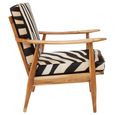 Kendari Armchair - Black and White Leather with Teak Wood