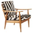 Kendari Armchair - Black and White Leather with Teak Wood