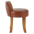 Kendari Lounge Chair - Brown Leather with Round Back