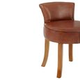 Kendari Lounge Chair - Brown Leather with Round Back